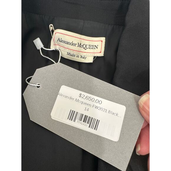 Alexander McQueen Black Asymmetrical Blazer Coat with Pleated Skirt 14 - Picture 16 of 16